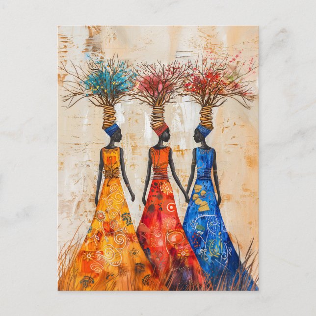 Afrikanska kvinnor med färgglad ved vykort (Framsida)