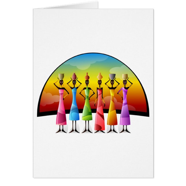 Afrikanska kvinnor med skyttlar hälsningskort (Framsidan)