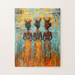 Afrikanska kvinnor med Vatten Bowls Pussel