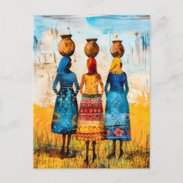 Afrikanska kvinnor med Vatten Bowls Vykort