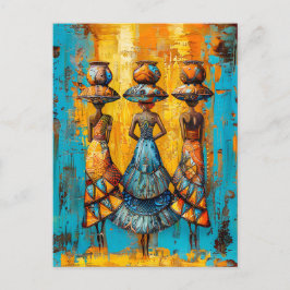 Afrikanska kvinnor med Vatten Jugs Vykort