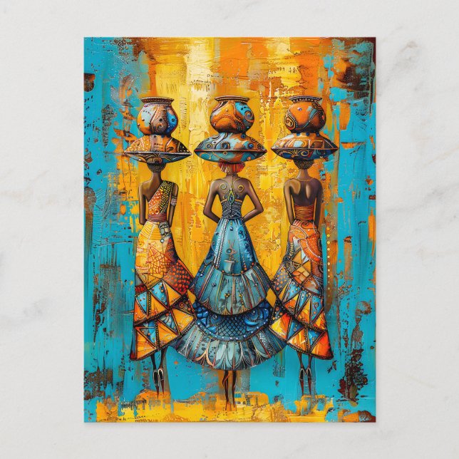 Afrikanska kvinnor med Vatten Jugs Vykort (Framsida)