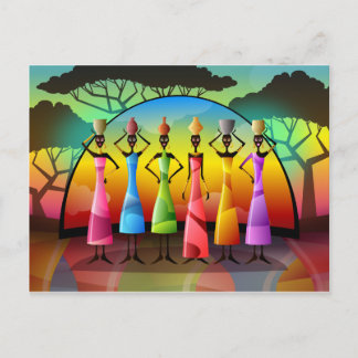 Afrikanska kvinnor med vykort för fartyg