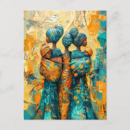 Afrikanska kvinnor som bär barn vykort