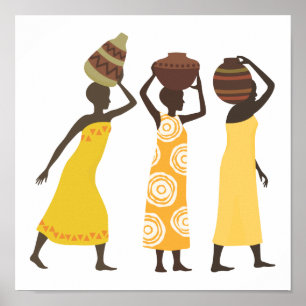 Afrikanska kvinnor som bär vatten poster