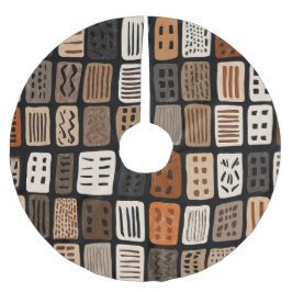 Afrikanska lermodertextildesigner i ett rutnät julgransmatta borstad polyester