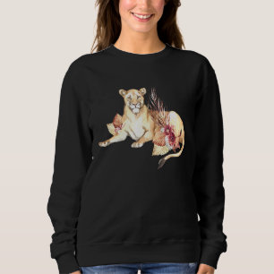 Afrikanska Lioness I Savannah Wildblommor I Waterc T Shirt