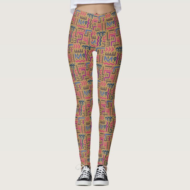 Afrikanska Mönster Leggings (Framsida)