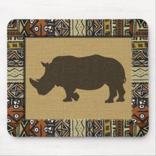Afrikanska Mudcloth och noshörning Musmatta
