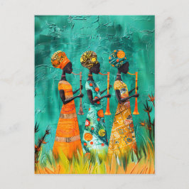 Afrikanska musiker i traditionell press vykort