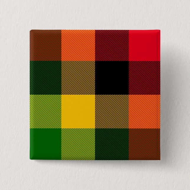 Afrikanska Rasta Reggae Färger Karomönster Design Knapp (Framsida)