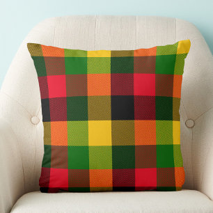Afrikanska Rasta Reggae Färger Karomönster Design Kudde