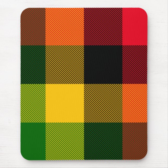 Afrikanska Rasta Reggae Färger Karomönster Design Musmatta (Framsidan)