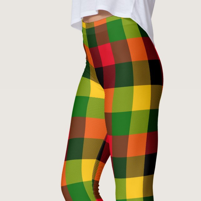 Afrikanska Rasta Reggae Färger Plaid Mönster Desig Leggings (Skapare uppladdad)