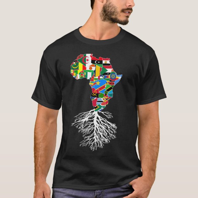 Afrikanska rötter kontinenten Karta som matchar La T Shirt (Framsida)