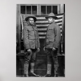 Afrikanska soldat med amerikansk Flagga Poster