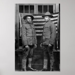 Afrikanska soldat med amerikansk Flagga Poster