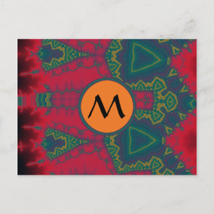 Afrikanska stam- trianglar med den gula monogramen vykort