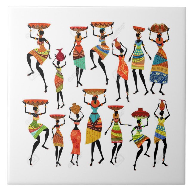 Afrikanska stamfolk kakelplatta (Framsidan)