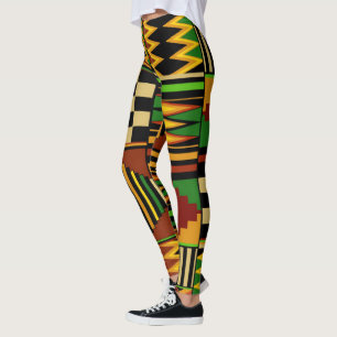 Afrikanska stammönstrade Kente-designleggings Leggings