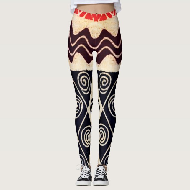 Afrikanska Stamrelaterade Galna Aeroba Leggings (Framsida)