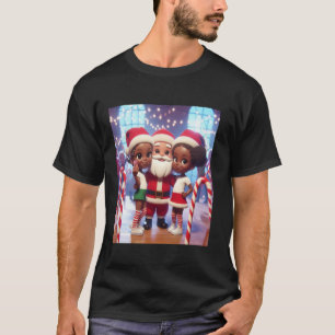 Afrikanska Tween-systrar med Santa Selfie C T Shirt