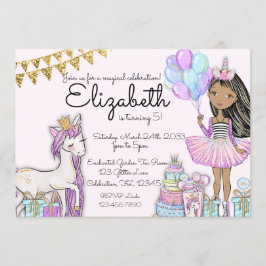 Afrikanska Unicorn glitter Rosa Birthday Inbjudningar