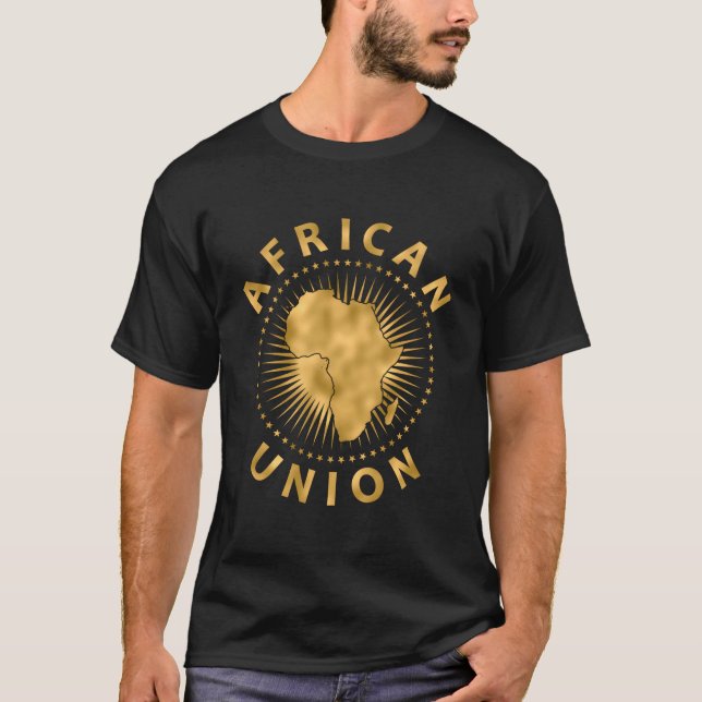 Afrikanska unionens Afrika för Flagga, gyllene års T Shirt (Framsida)