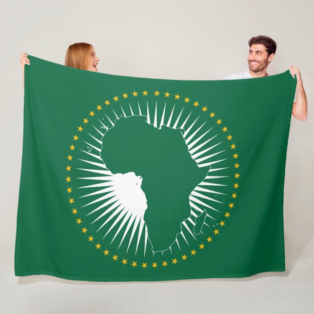 Afrikanska unionens flagga (Afrika) (Panafrika) Fleecefilt (På plats)