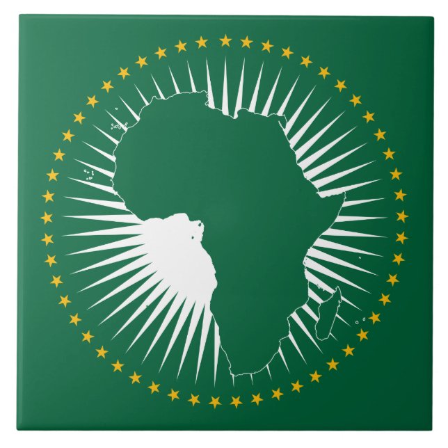 Afrikanska unionens flagga (Afrika) (Panafrika) Kakelplatta (Framsidan)