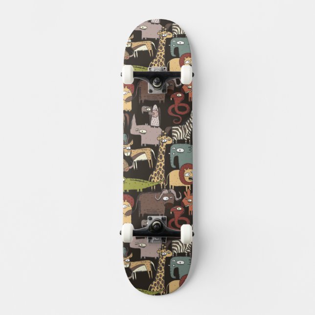 Afrikanskt djurmönster mini skateboard bräda 18,7 cm (Framsida)