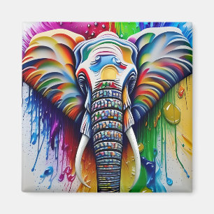 Afrikanskt elefant med färgstark färgfärg magnet