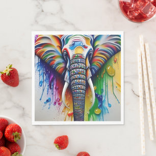 Afrikanskt elefant med färgstark färgfärg pappersservett