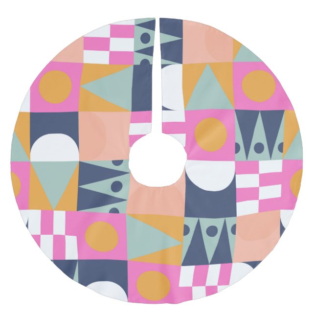 Afrikanskt färg block, geometriskt mönster. julgransmatta borstad polyester (Framsidan)