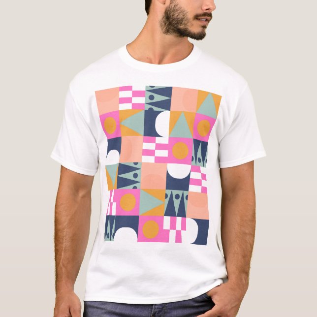 Afrikanskt färg block, geometriskt mönster. t shirt (Framsida)