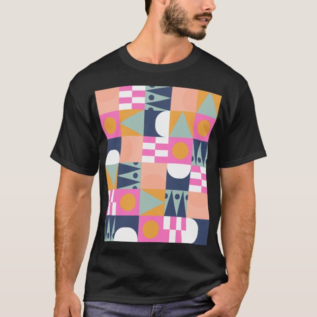 Afrikanskt färg block, geometriskt mönster. t shirt (Framsida)