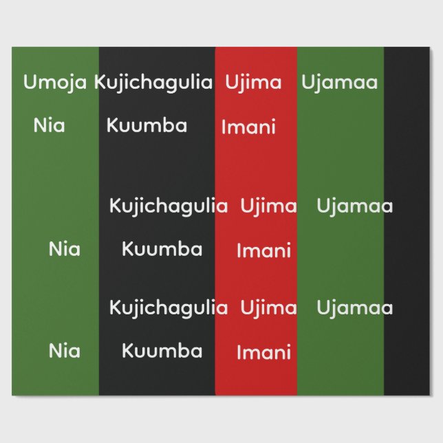 Afrikanskt kulturarv Kwanzaa Nguzo Saba Principer  Presentpapper (Platt)