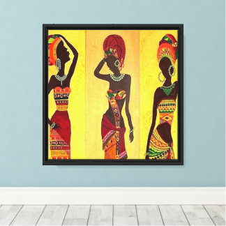 Afrikanskt kulturarv Triptyk: Eleganta stamkvinnor Canvastryck