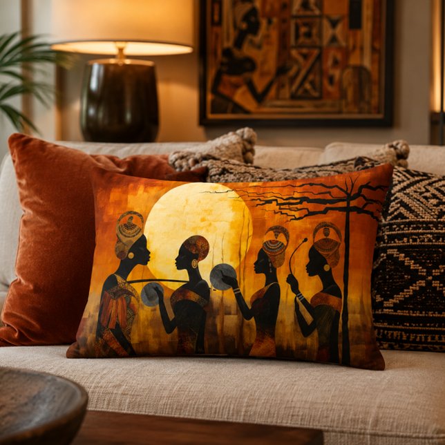 Afrikanskt kulturarvspåverkande kudde 16x12 (African Women Wall Art | Affordable Wall Art | Afrocentric Heritage | Downloadable Prints)