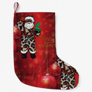 afrikanskt lagerföra för leopardsanta jul liten julstrumpa