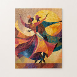 Afrikanskt par dansar konsttryck pussel