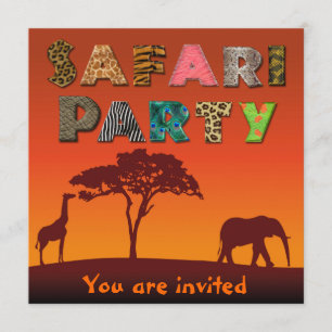 Afrikanskt SafariSilhouetteparty - inbjudan