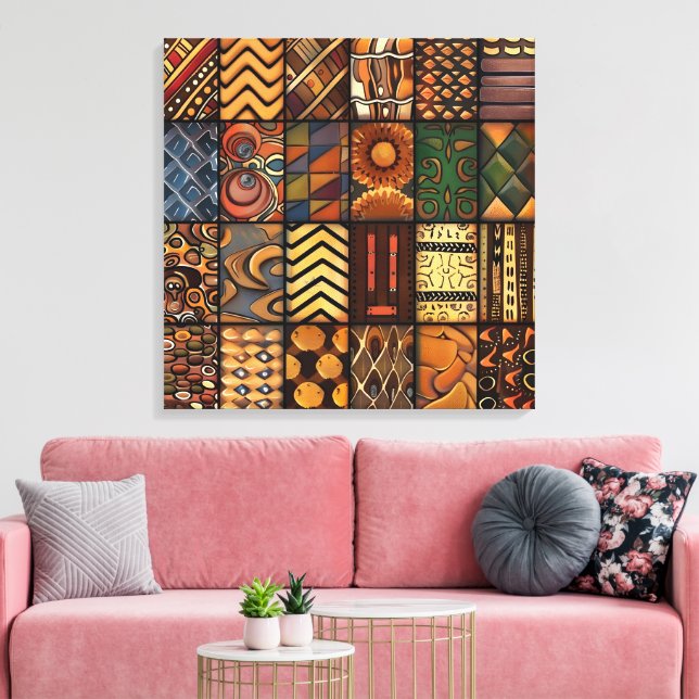 Afrikanskt stam-mönster canvas konst (Insitu (Vardagsrum))
