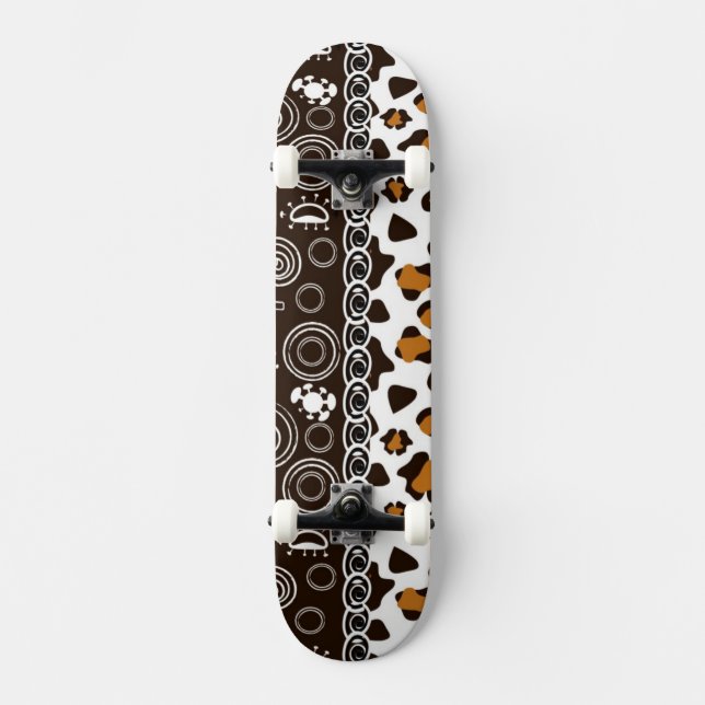 Afrikanskt tryck med gepardskinmönster skateboard bräda 19,5 cm (Framsida)