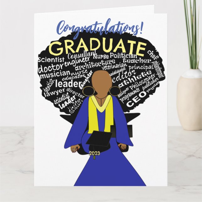 Afrikanskt Woman Grad Studenten-kort Kort (Framsida)