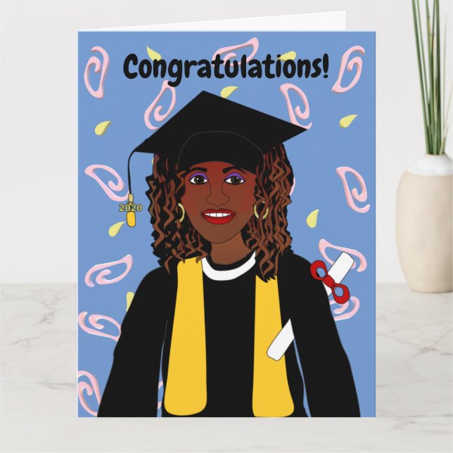 Afrikanskt Woman Grad Studenten-kort Kort (Framsida)