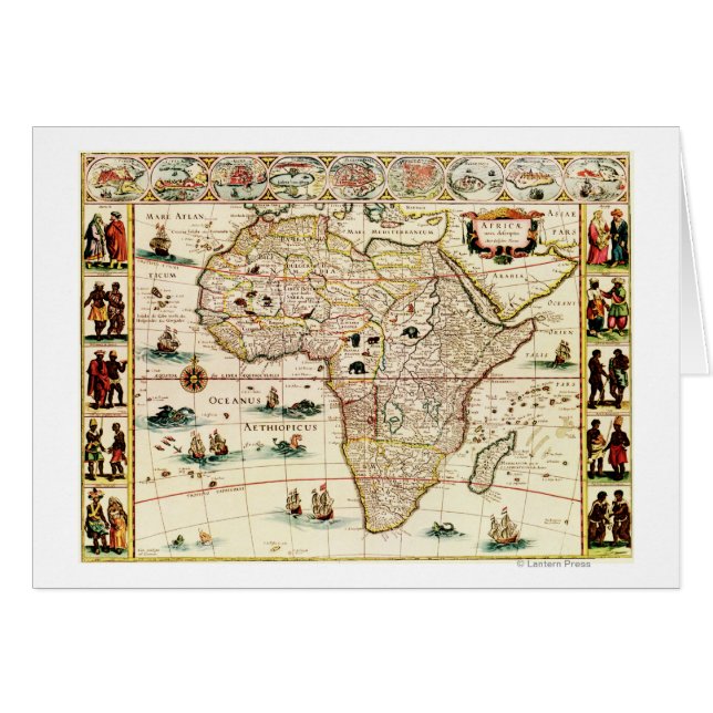 AfrikaPanoramisk kartaAfrika 2 Hälsningskort (Framsidan Horizontal)