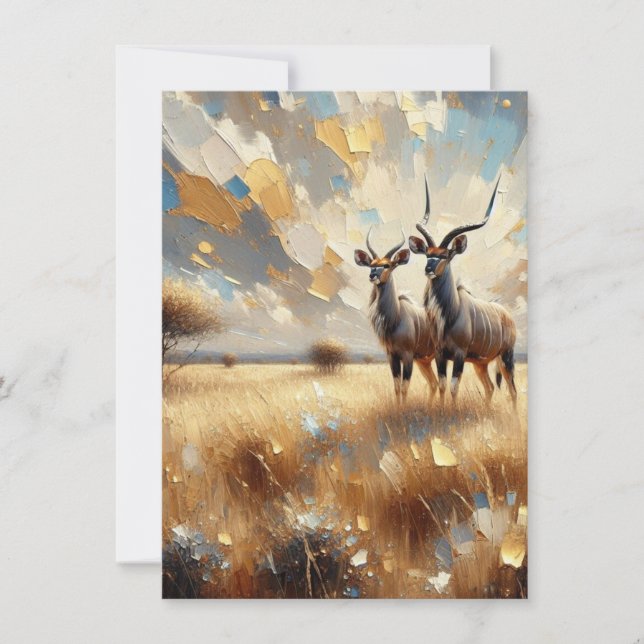 Afrikas animaler Nyala Art Impressionist Card Julkort (Framsida)
