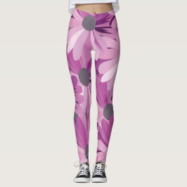 Afrikas Daisy Lila Flower Mönster Leggings