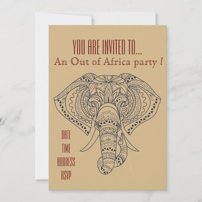 Afrikas elfenben utanför Afrikan party Inbjudningar (Framsida)